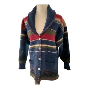 Vintage Woolrich Women’s M Aztec Southwestern Cardigan Sweater Jacket 100% Wool